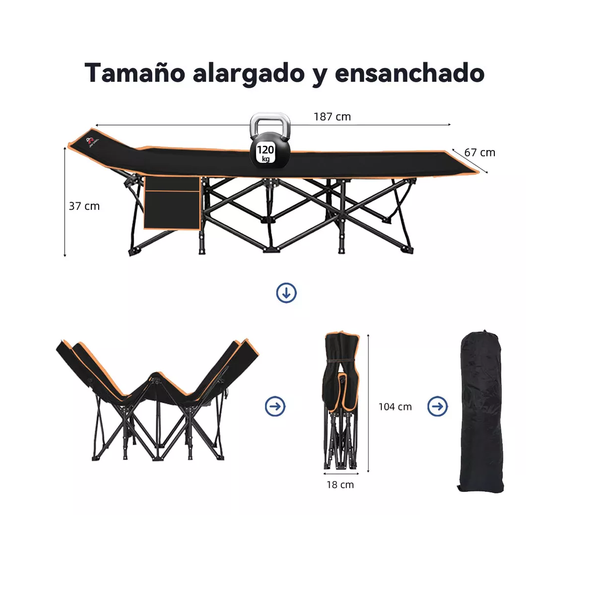 Foto 3 | Camastro Plegable Tumbona Eo Safe Imports Esi-15035 Negro
