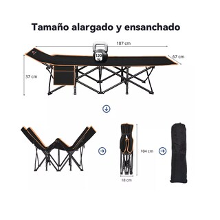 Foto 3 | Camastro Plegable Tumbona Eo Safe Imports Esi-15035 Negro