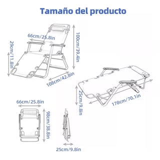 Foto 3 | Camastro Exterior Jardin Playa 2 Piezas Gravedad Cero Eo Safe Imports Esi-15033 Azul