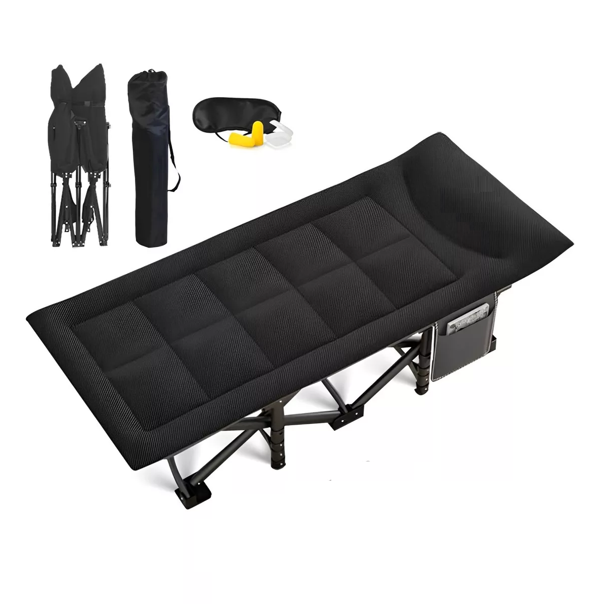 Catre Plegable Acampar Campismo Portatil 68x190cm Eo Safe Imports Esi-13651  Negro