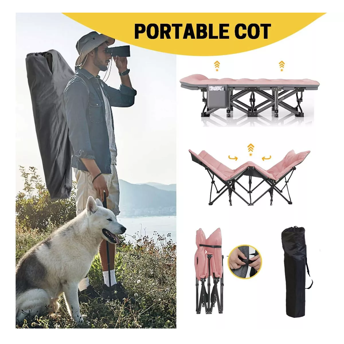 Foto 4 pulgar | Catre Plegable Acampar Campismo Portatil  Eo Safe Imports Esi-13673  Rosa
