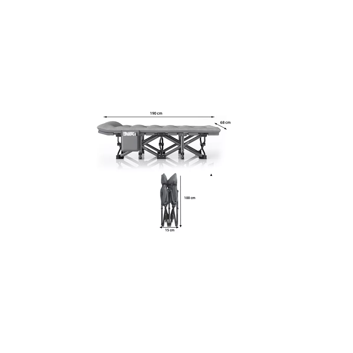 Foto 4 pulgar | Catre Plegable Acampar Campismo Portatil 68x190cm Eo Safe Imports Esi-13650  Gris