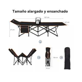 Foto 2 | Catre Plegable para Acampar Portátil Camping Eo Safe Imports Esi-14687 Negro