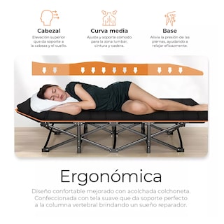 Foto 3 | Catre Plegable Para Acampar Con Colchoneta Camastro Portátil Eo Safe Imports Esi-16863 Negro