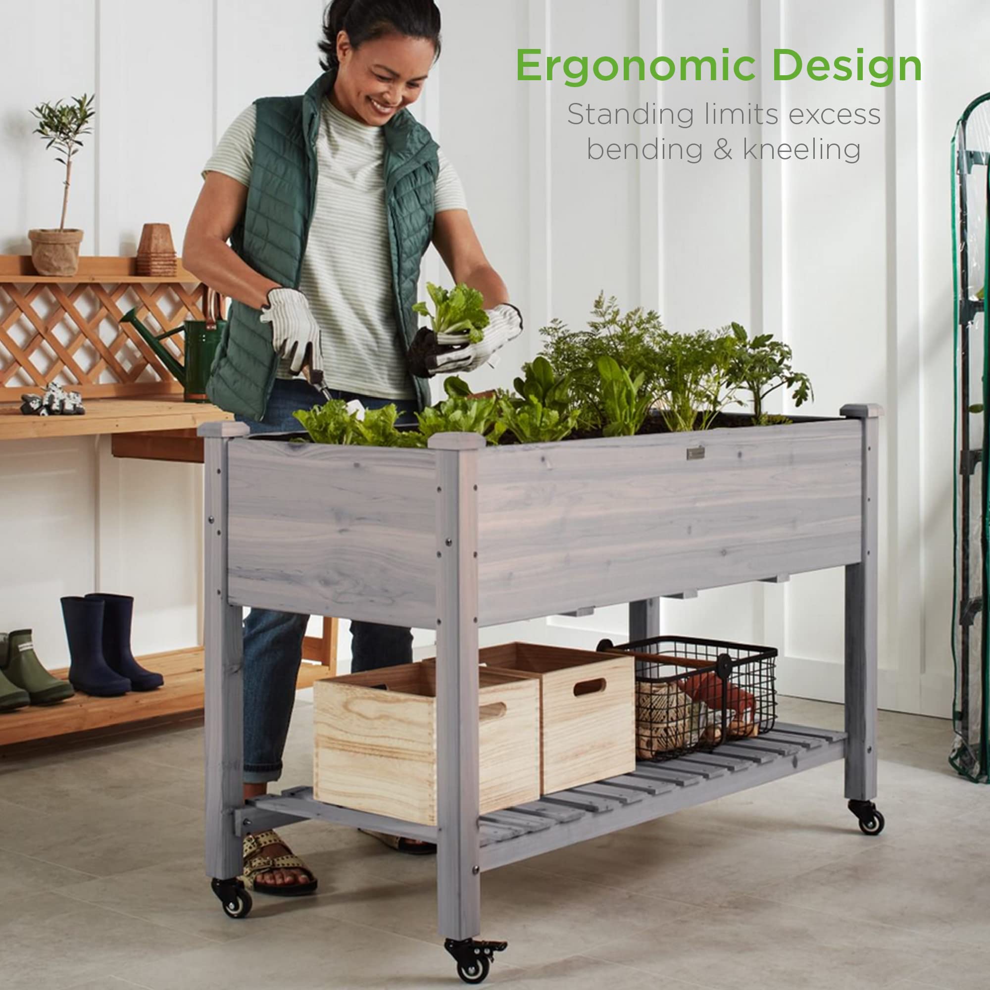 Foto 2 | Cama De Jardín Elevada Best Choice Products Mobile De 48 X 24 X 32 Pulgadas - Venta Internacional.