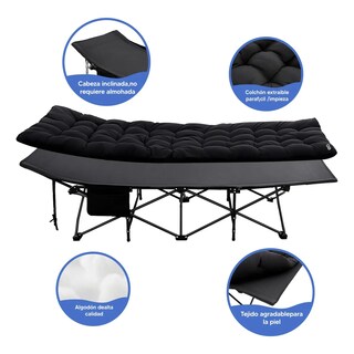 Foto 2 | Catre Plegable Acampar Portátil Campismo Con Colchón Eo Safe Imports Esi-20161 Negro