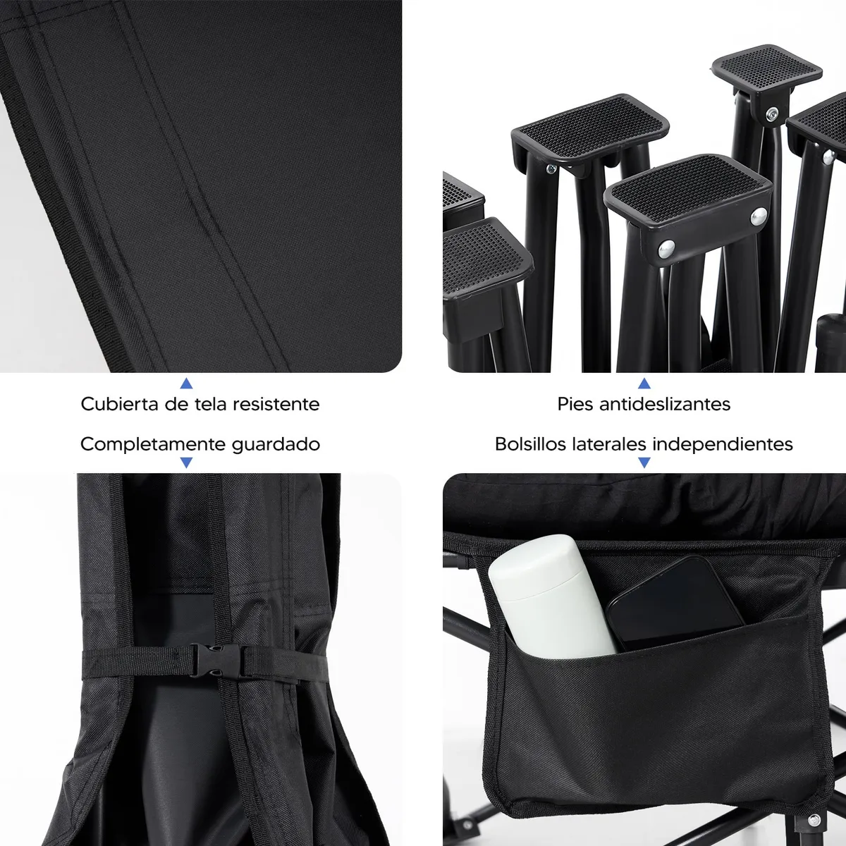 Foto 4 pulgar | Catre Plegable Acampar Portátil Campismo Con Colchón  Eo Safe Imports Esi-20161 Negro