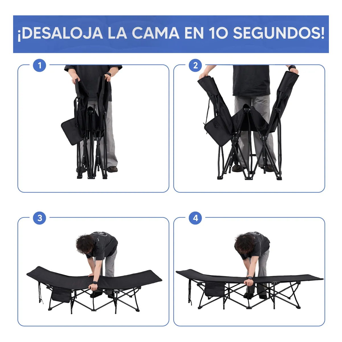 Foto 5 pulgar | Catre Plegable Acampar Portátil Campismo Con Colchón  Eo Safe Imports Esi-20161 Negro