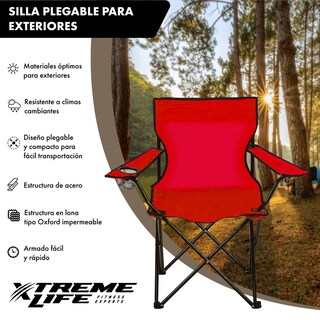 Foto 2 | Silla Plegable Xtreme Life con Portavasos Rojo