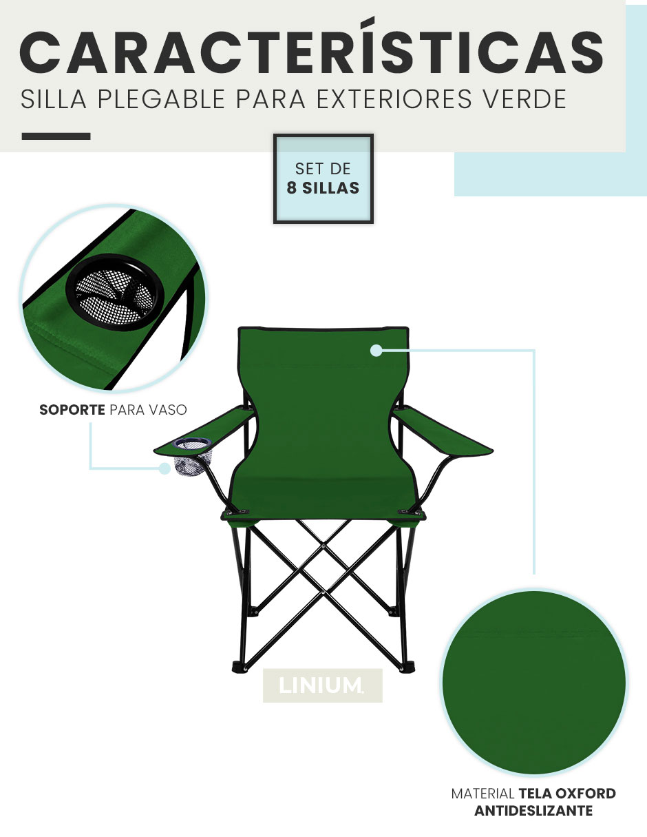 Foto 4 | Sillas Plegables Linium Verdes 8 Piezas