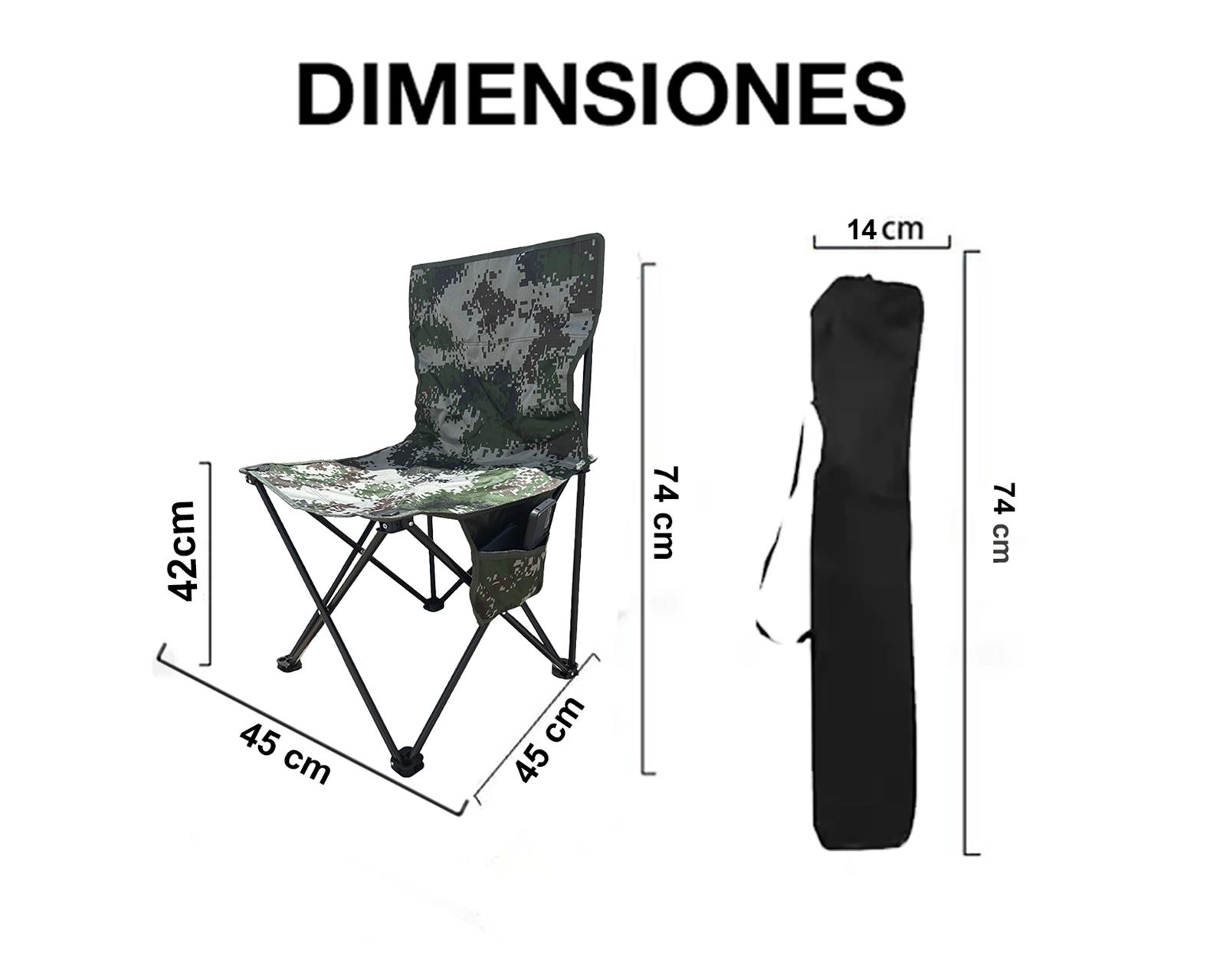Foto 3 pulgar | Silla Plegable de Playa con Estampado Militar 4 Piezas