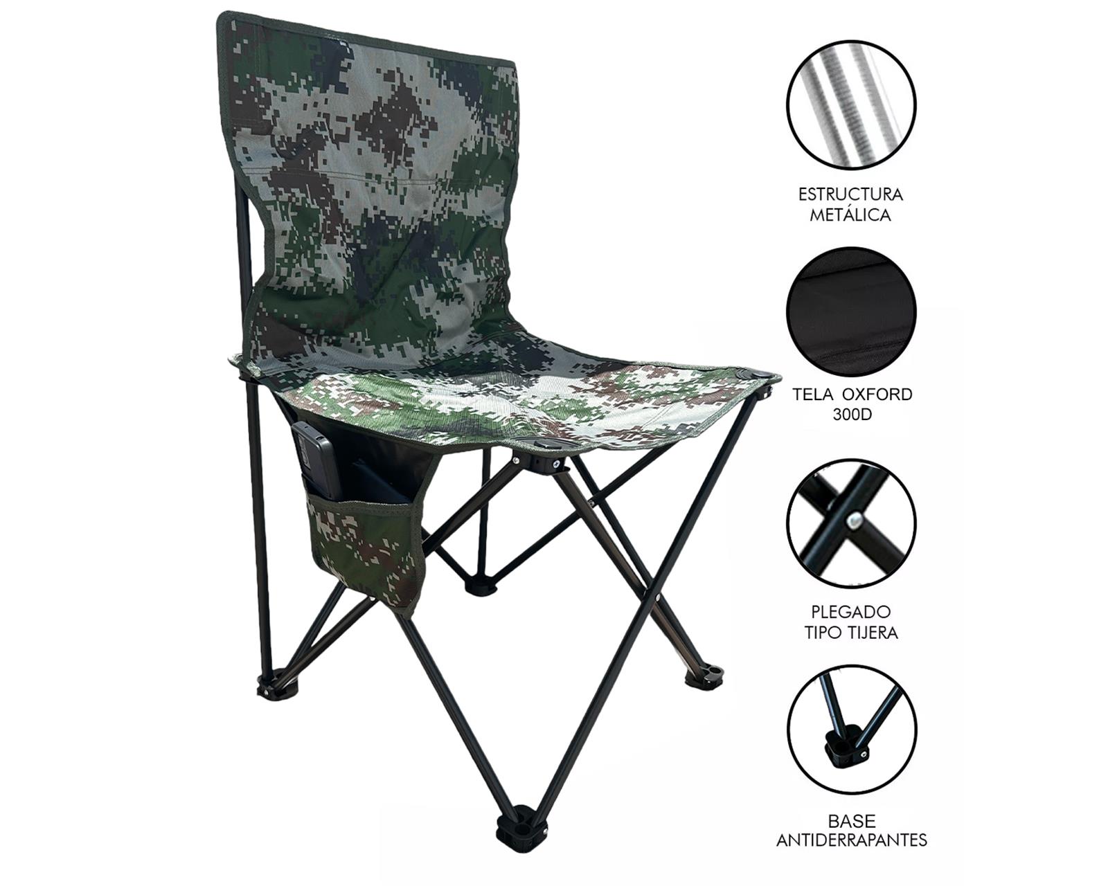 Foto 4 pulgar | Silla Plegable de Playa con Estampado Militar 4 Piezas