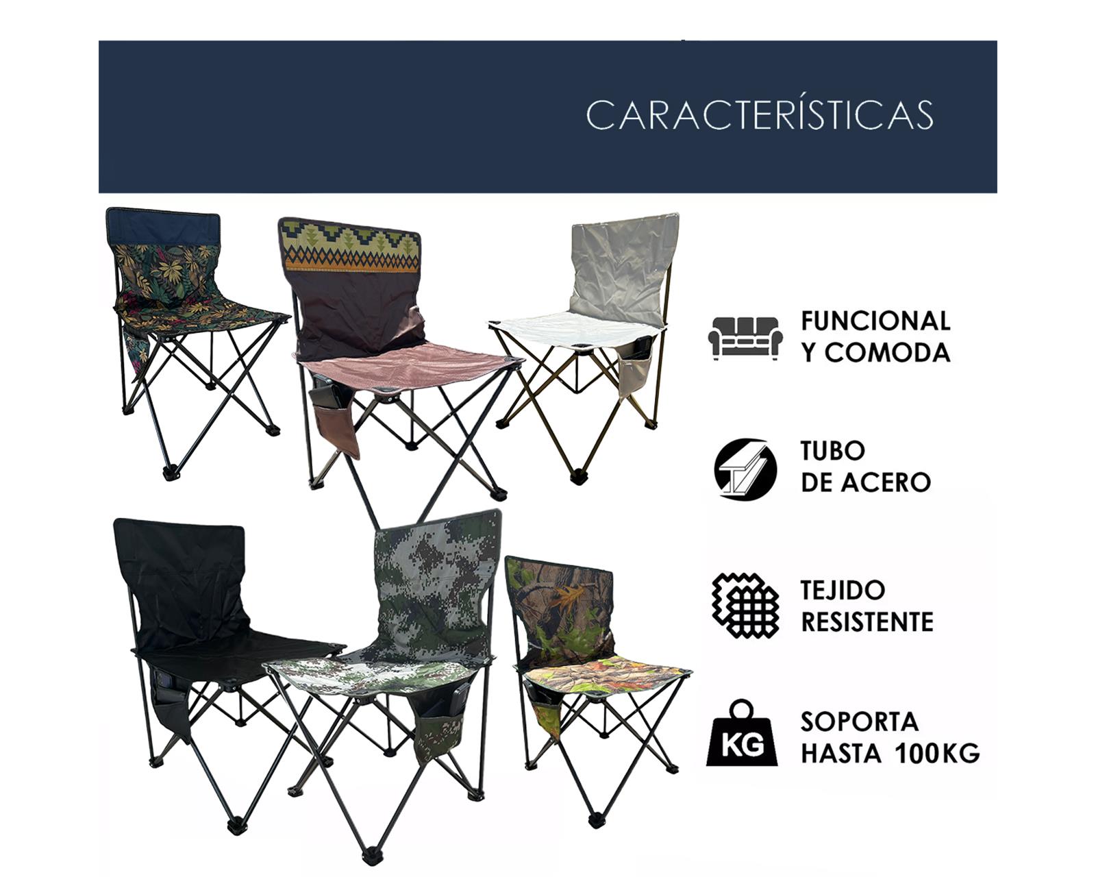 Foto 5 pulgar | Silla Plegable de Playa con Estampado Militar 4 Piezas