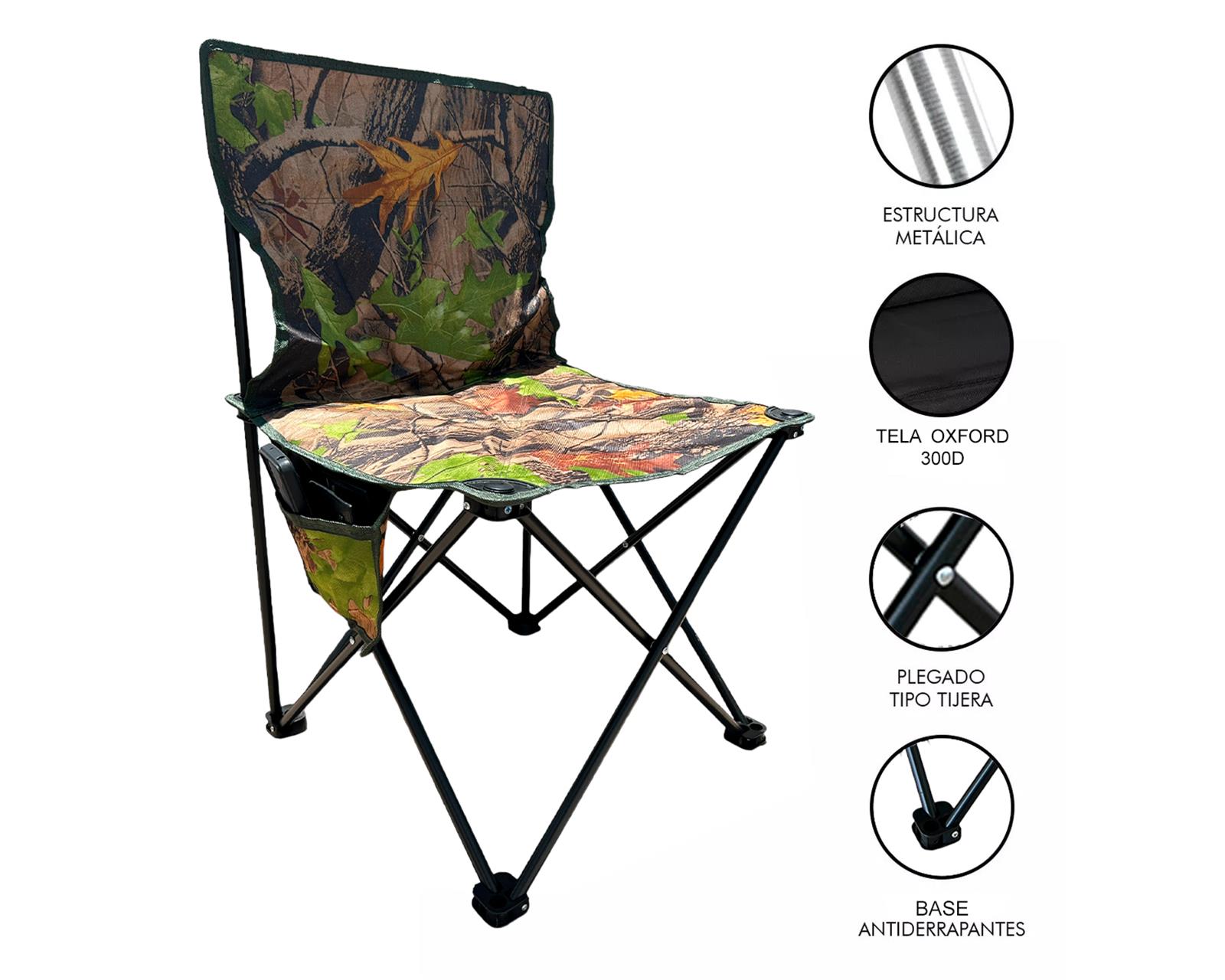 Foto 2 | Sillas Plegables de Playa Campamento y Exteriores con Funda Diseño Camuflaje 2 piezas