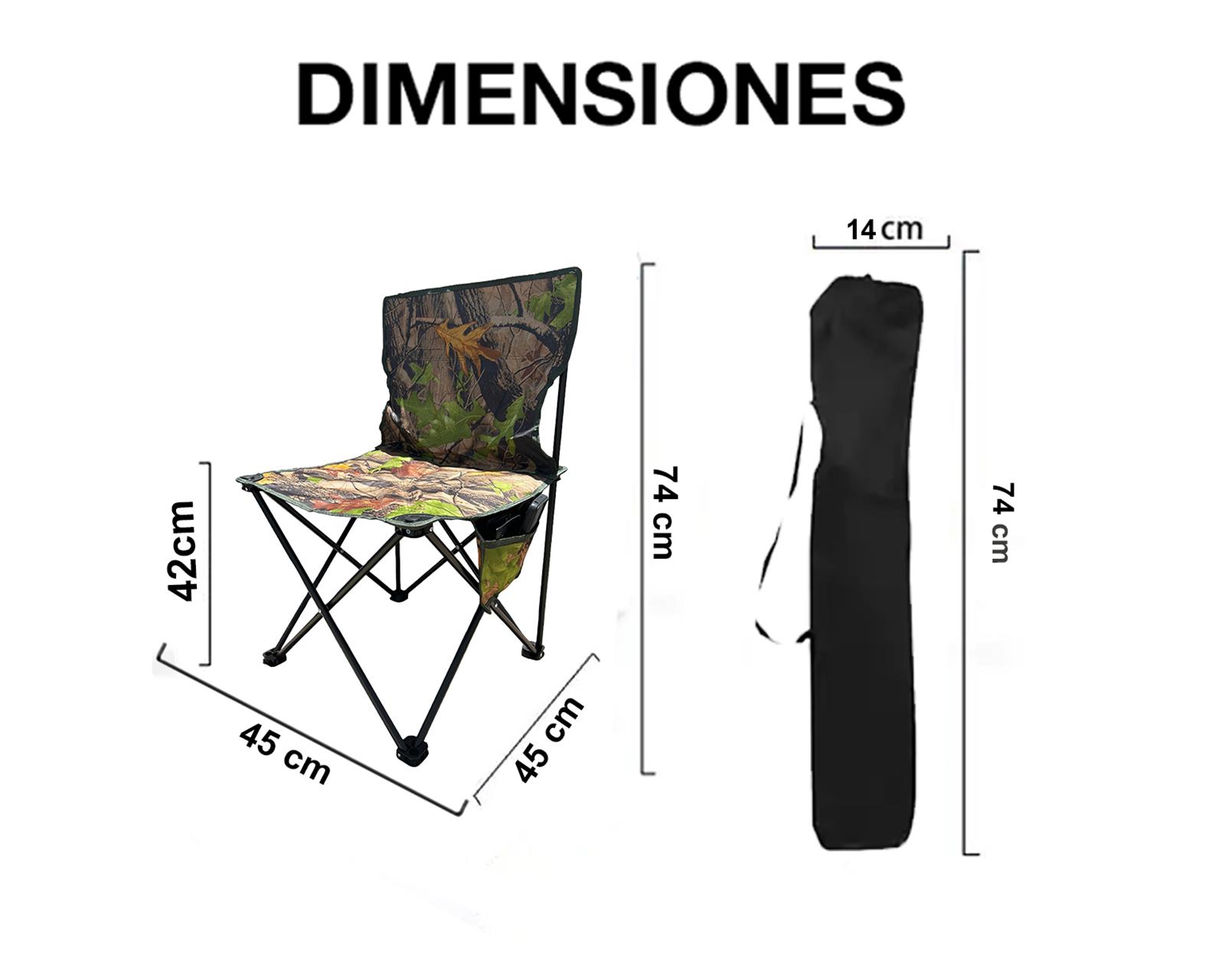 Foto 4 pulgar | Sillas Plegables de Playa Campamento y Exteriores con Funda Diseño Camuflaje 2 piezas
