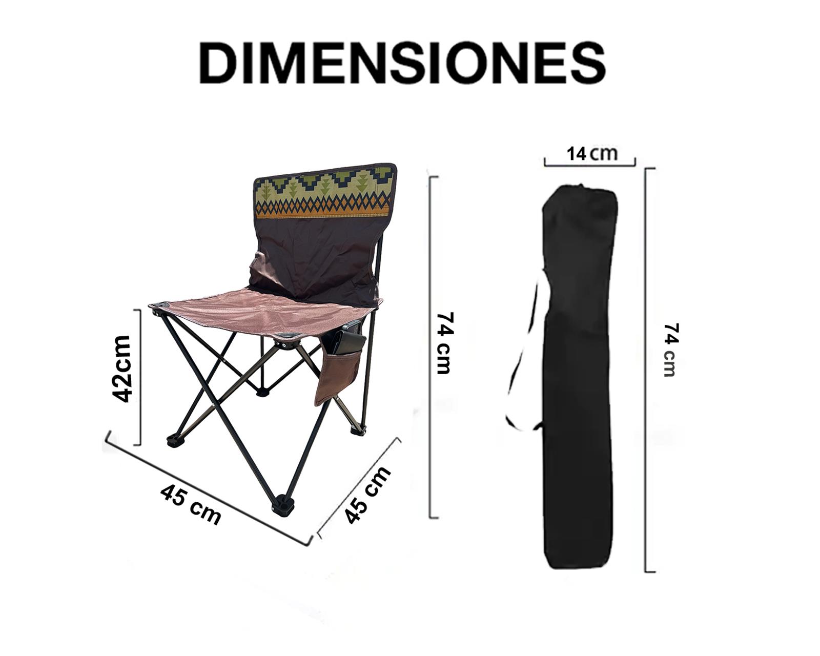 Foto 3 | Kit de 2 Sillas Plegables para Playa y Campamento con Funda color Café