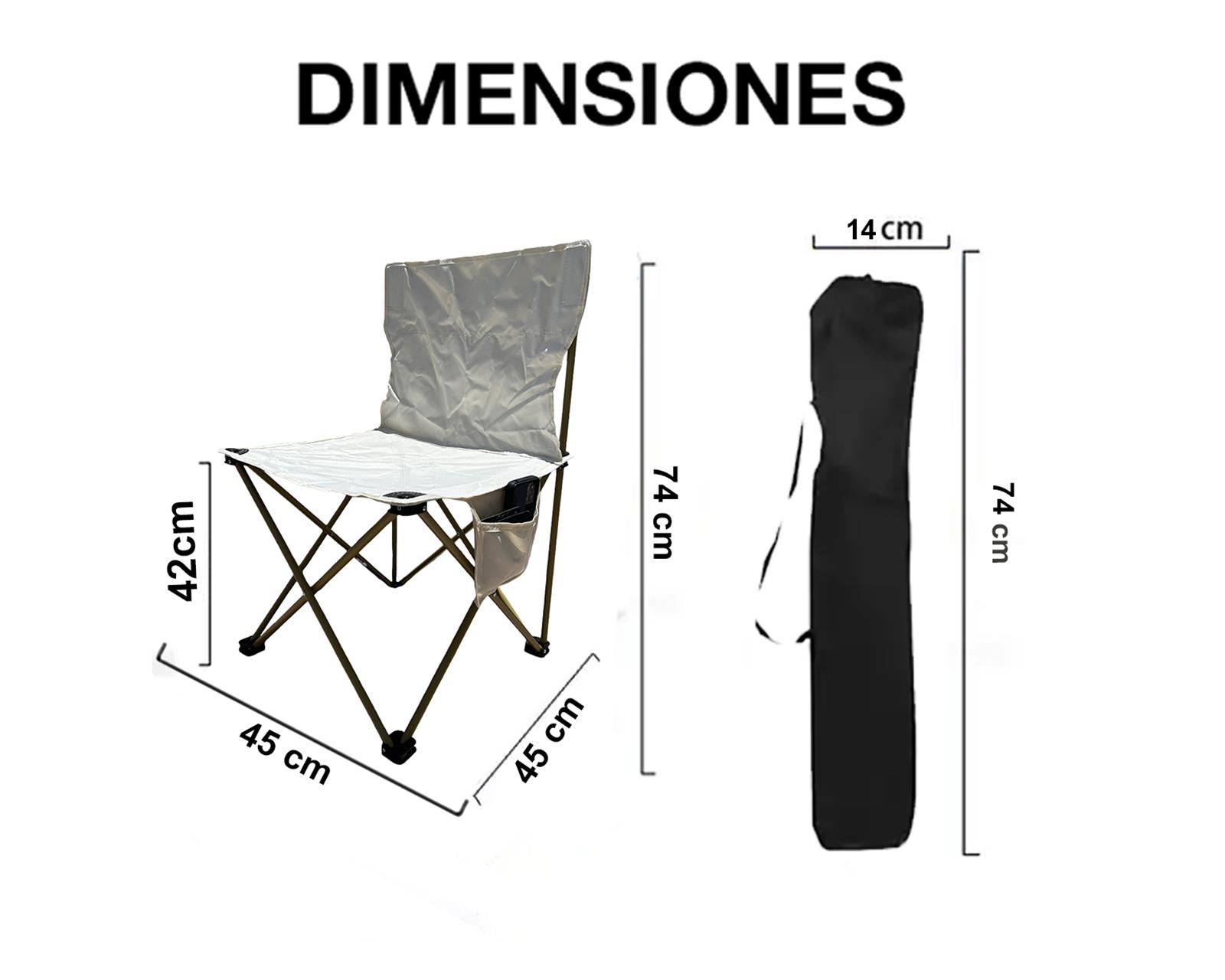Foto 4 pulgar | Sillas Plegables Blancas de Playa Campamento y Exteriores con Funda 4 piezas