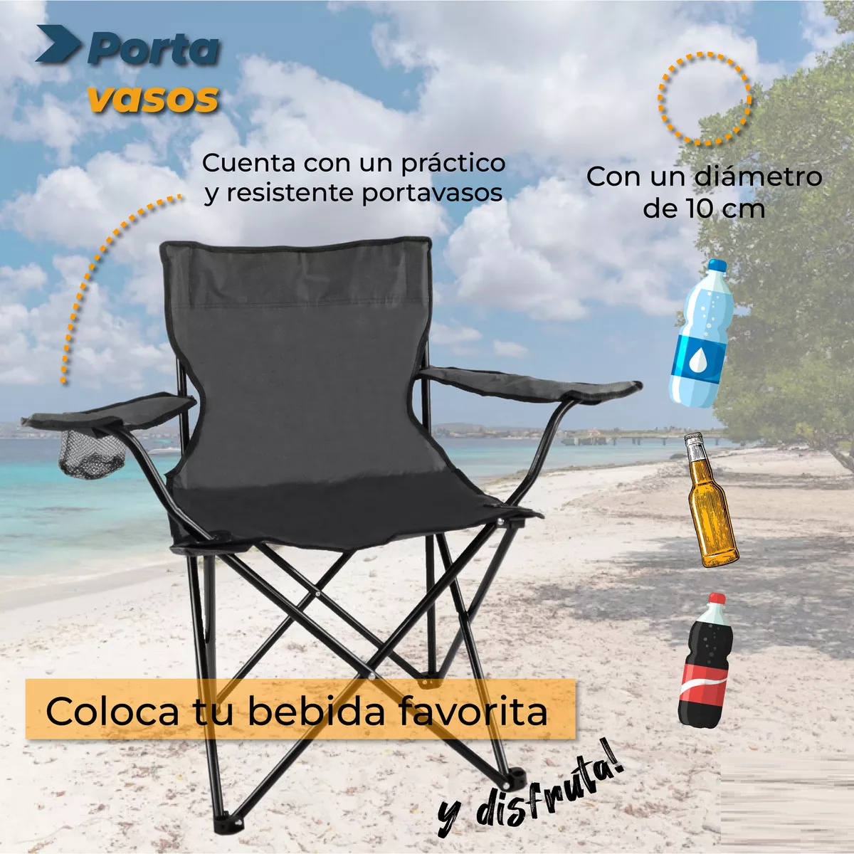 Foto 3 pulgar | Kit 10 Sillas Plegables Para Camping Acampar Playa Portatil Eo Safe Imports Esi-16870 Negro