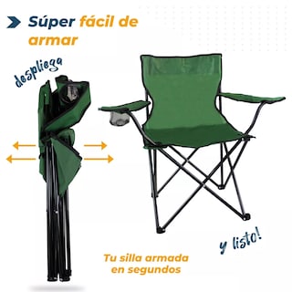 Foto 2 | Kit 10 Sillas Plegables Para Camping Acampar Playa Portatil Eo Safe Imports Esi-16871 Verde