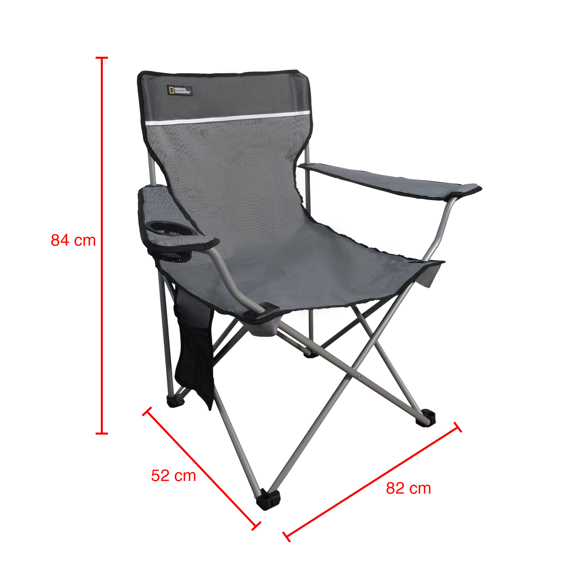 Foto 3 | Silla  Nat Geo Cng922, Plegable Con Descansabrazos Denver, Gris Con Negro (aguanta 102 Kg)