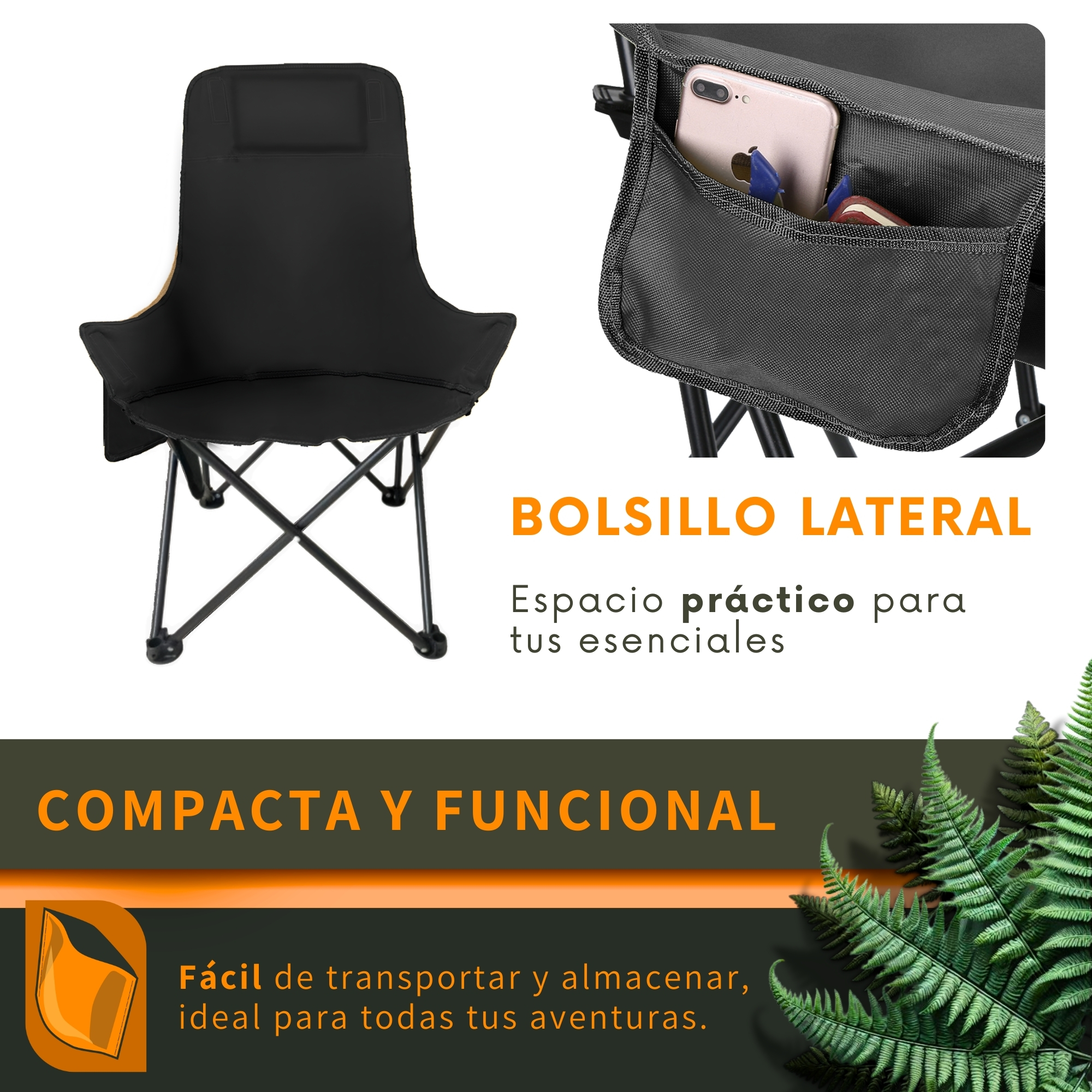 Foto 3 pulgar | Silla Plegable Camping Playa Ecomlab Para Exterior Portatil