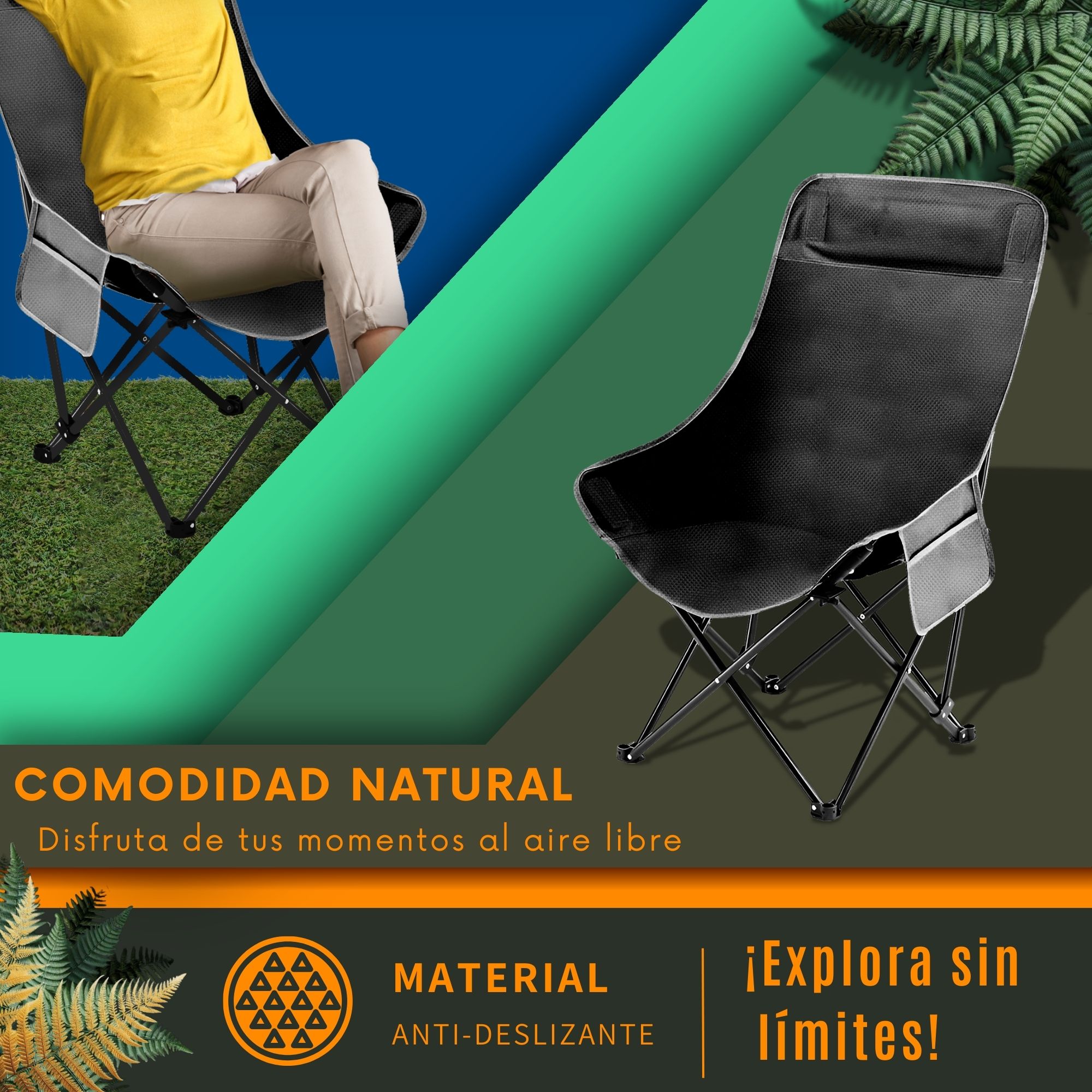 Foto 6 pulgar | Silla Plegable Camping Playa Ecomlab Para Exterior Portatil