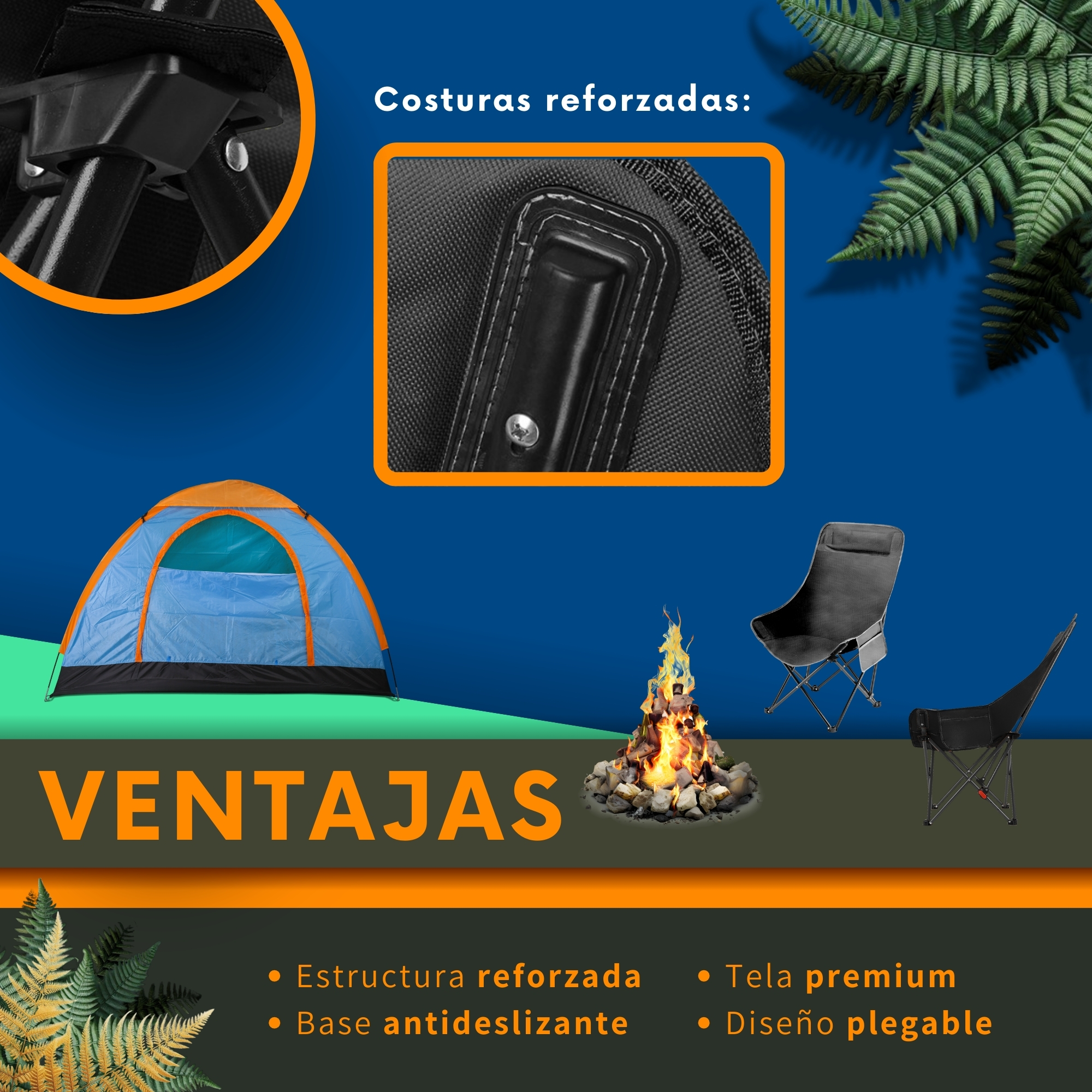 Foto 6 | Silla Plegable Camping Playa Ecomlab Para Exterior Portatil