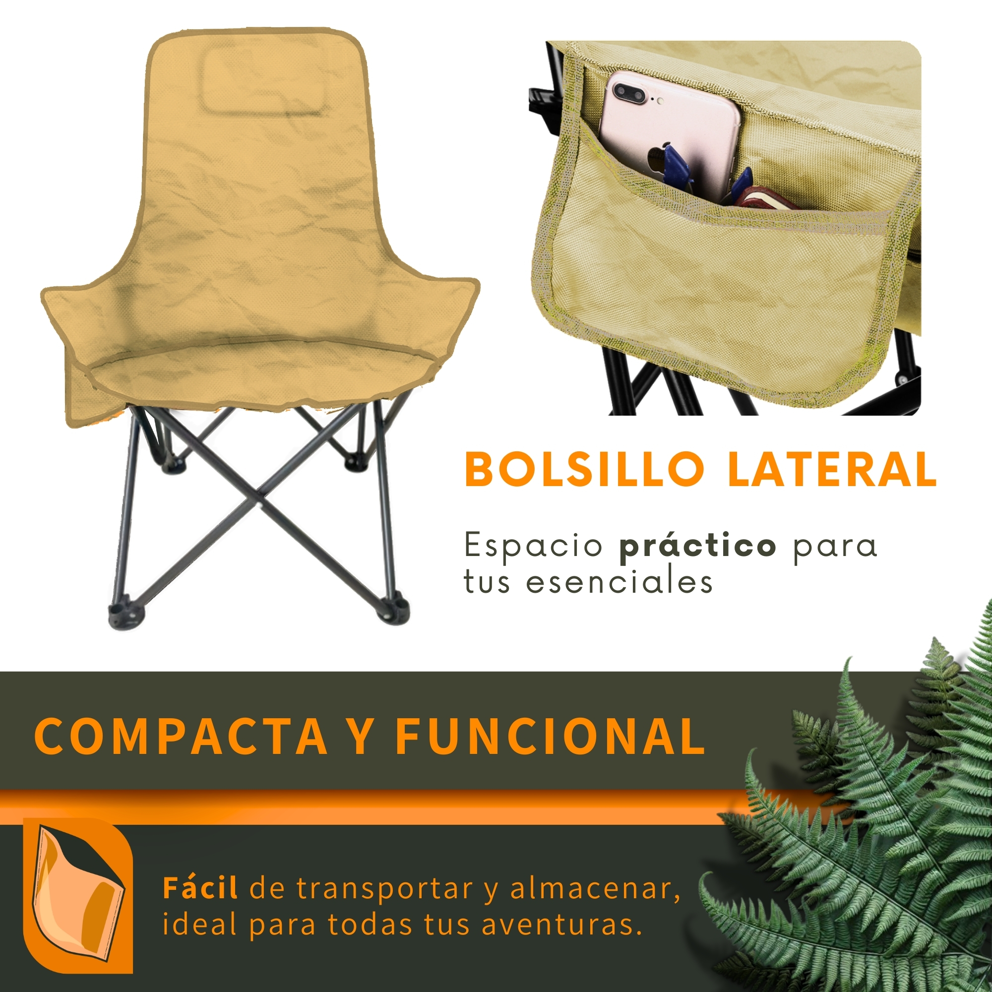 Foto 2 | Silla Plegable Camping Playa Ecomlab Portatil Caqui
