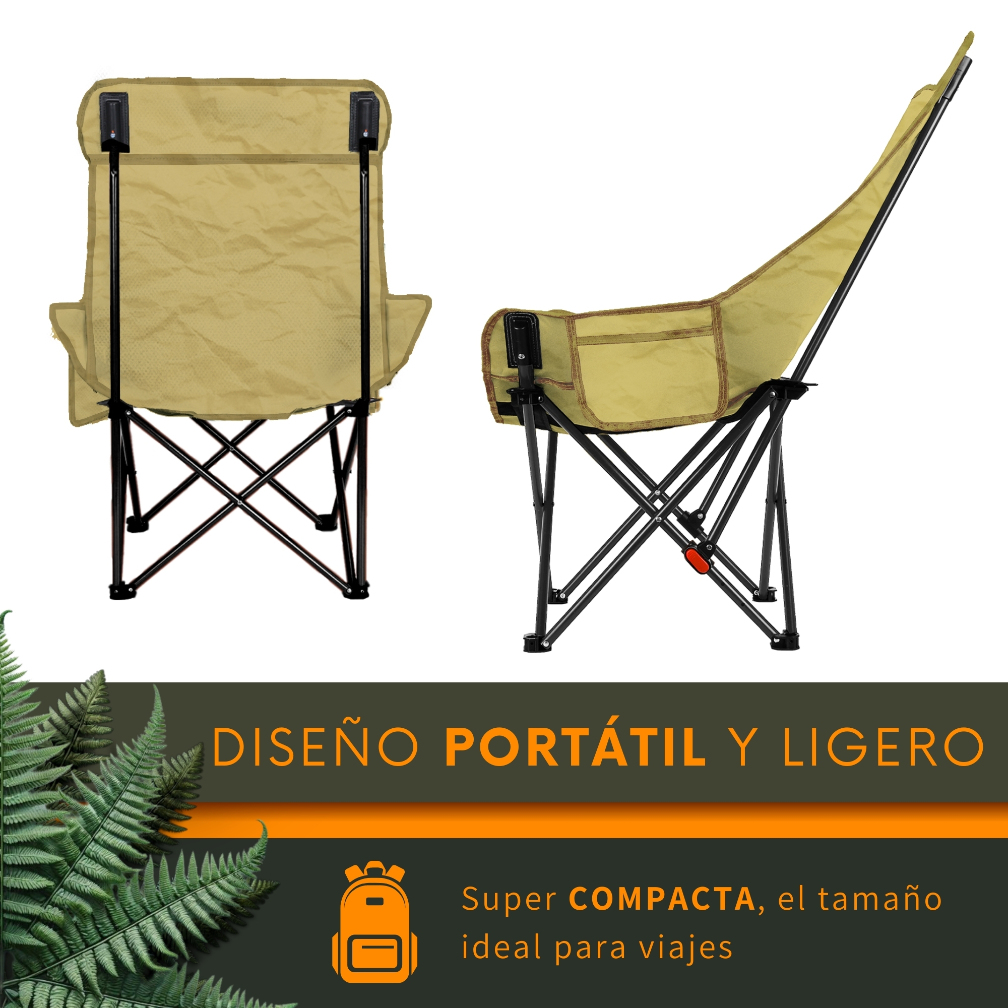 Foto 3 | Silla Plegable Camping Playa Ecomlab Portatil Caqui