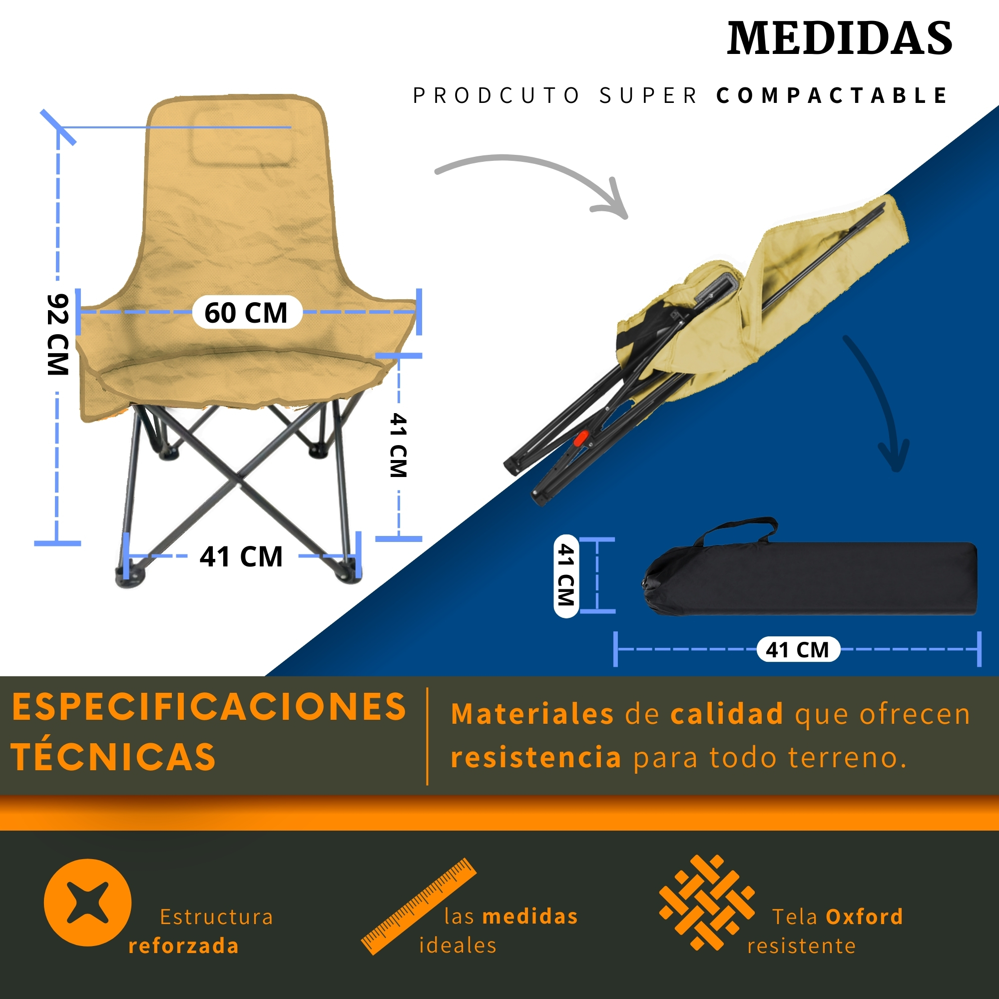 Foto 4 | Silla Plegable Camping Playa Ecomlab Portatil Caqui