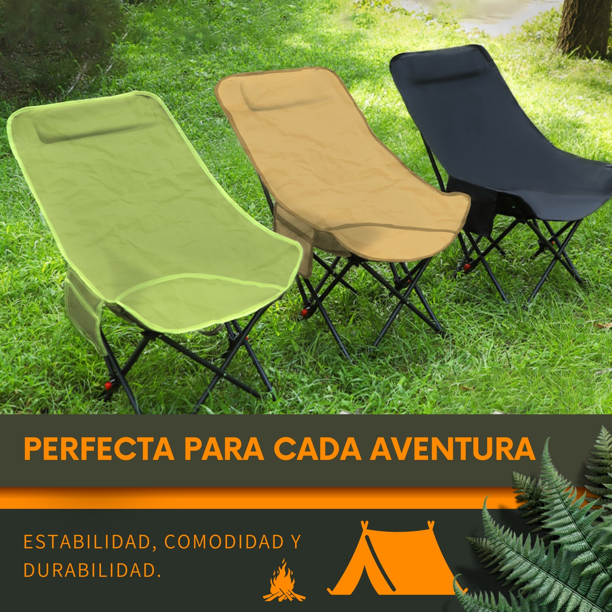 Foto 5 | Silla Plegable Camping Playa Ecomlab Portatil Caqui