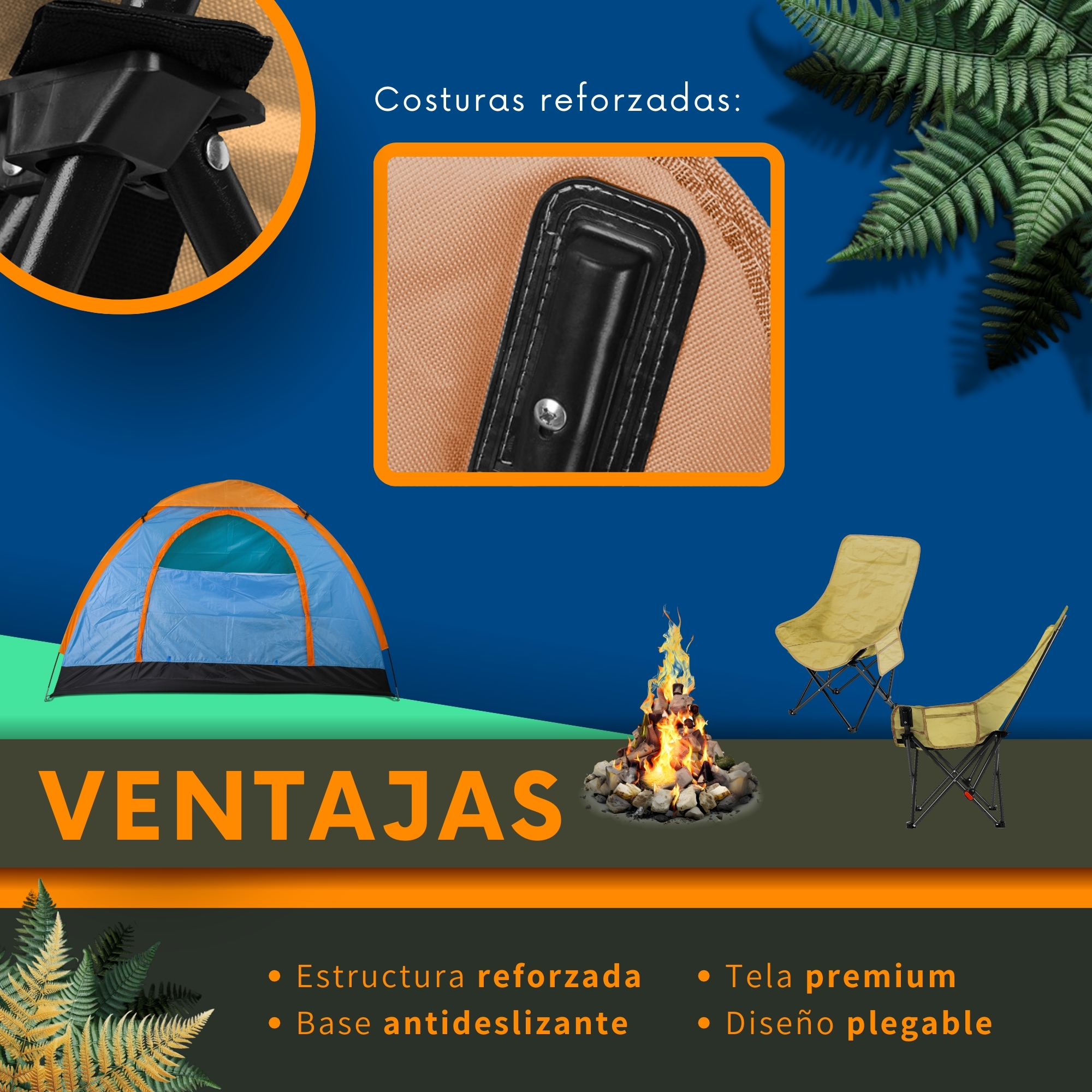 Foto 9 pulgar | Silla Plegable Camping Playa Ecomlab Portatil Caqui