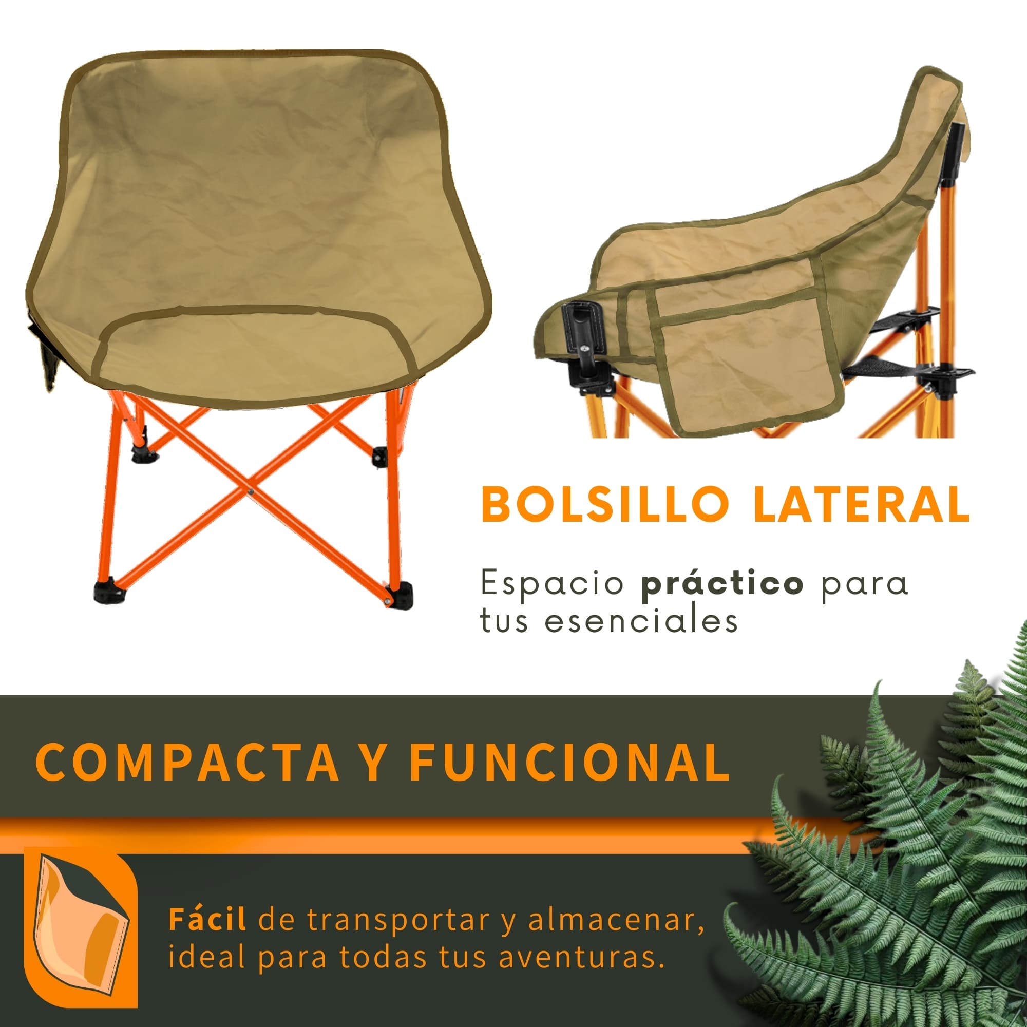 Foto 2 | Silla Camping Plegable Ecomlab Resistente y Portátil para Exteriores