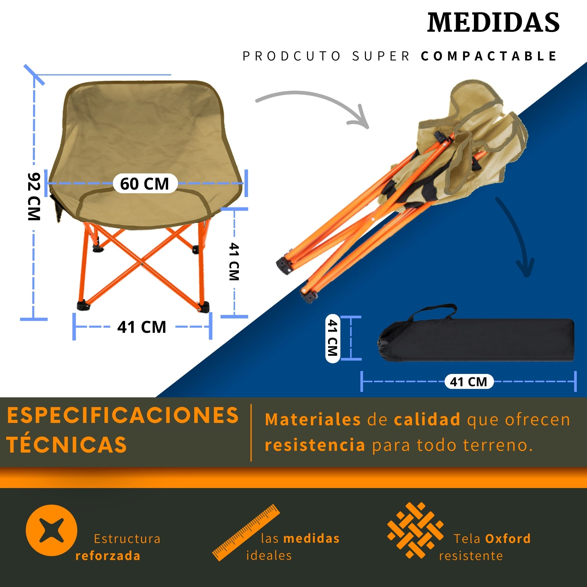 Foto 4 | Silla Camping Plegable Ecomlab Resistente y Portátil para Exteriores