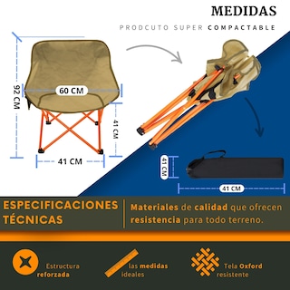 Foto 4 | Silla Camping Plegable Ecomlab Resistente y Portátil para Exteriores