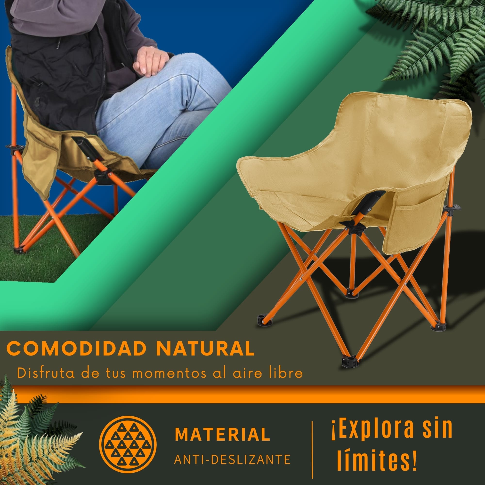 Foto 7 | Silla Camping Plegable Ecomlab Resistente y Portátil para Exteriores