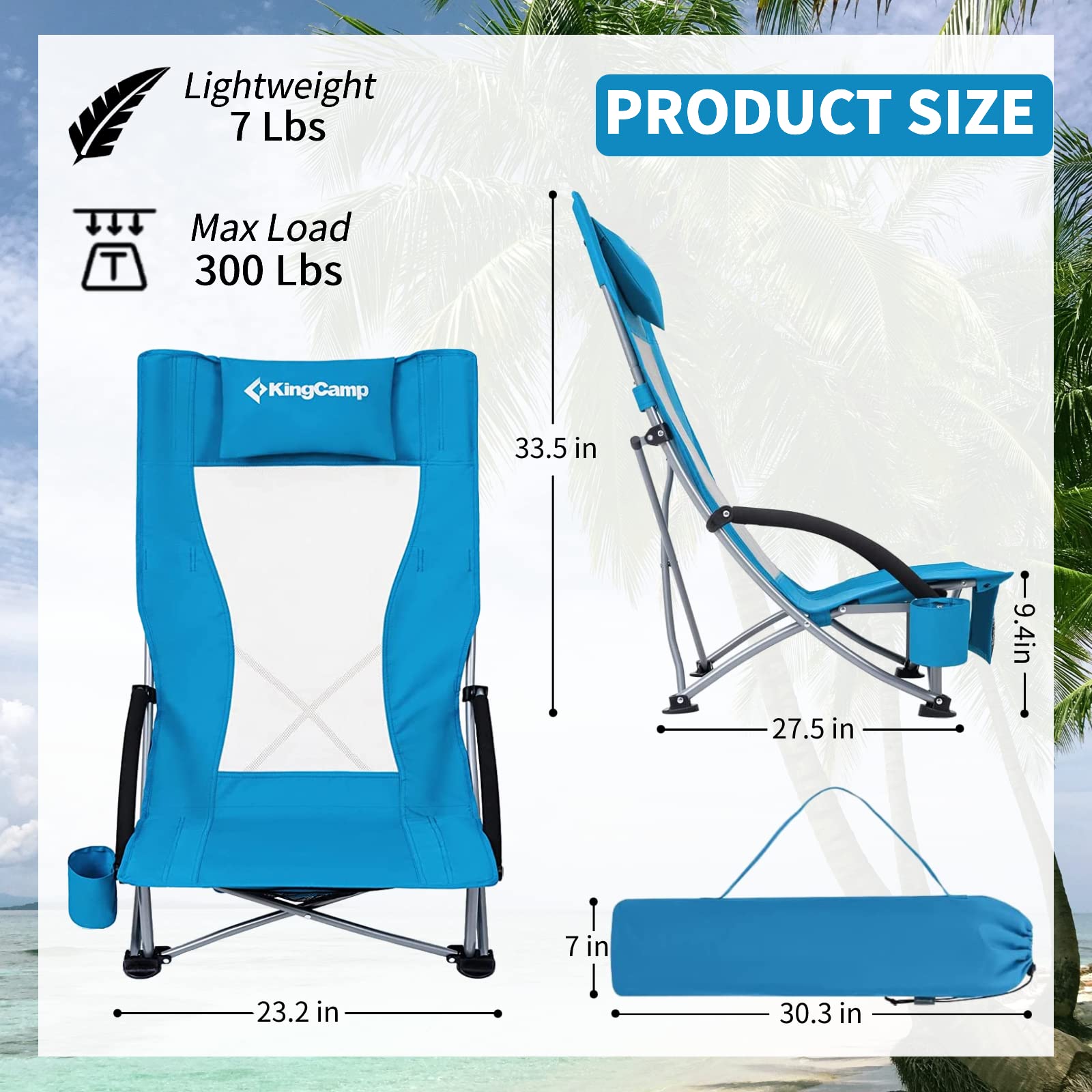 Foto 3 pulgar | Silla de Playa Kingcamp 2 Piezas Azul - Venta Internacional