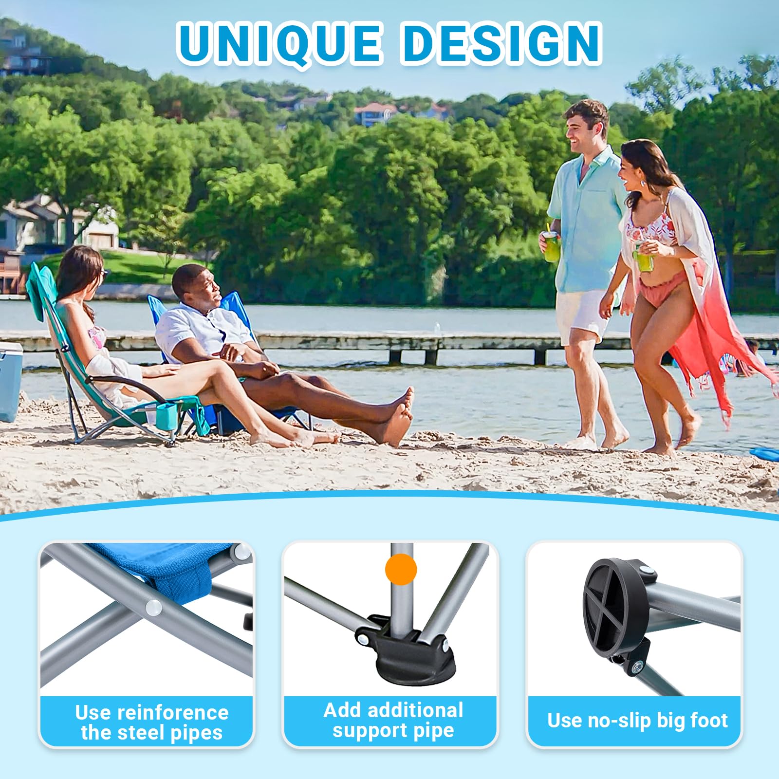 Foto 5 pulgar | Silla de Playa Kingcamp 2 Piezas Azul - Venta Internacional