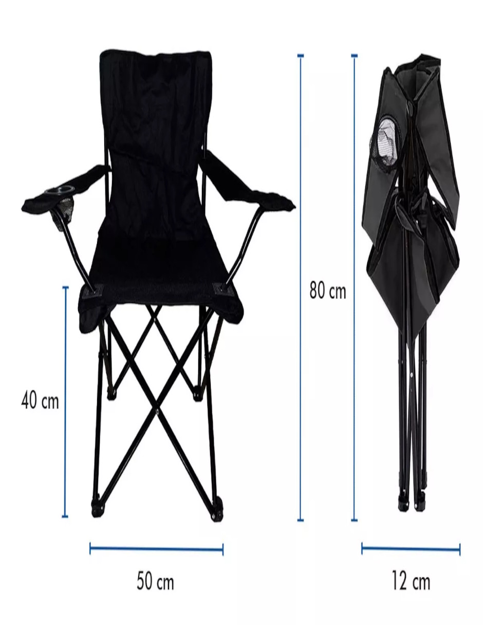 Foto 8 pulgar | Silla Plegable color Negro + Termo de Agua Güish