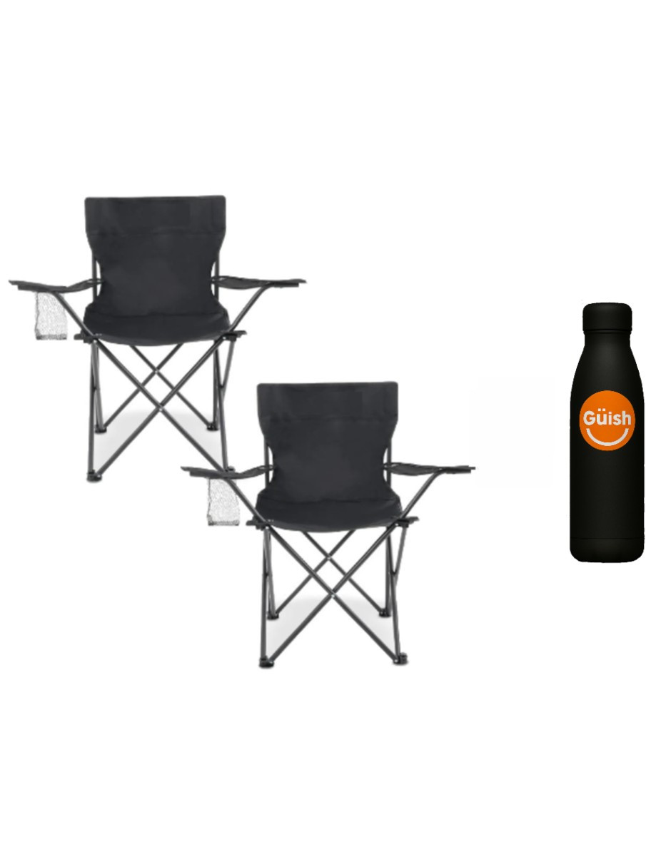 Foto 2 pulgar | Silla Camping Y Playa Plegable Portátil Negro + Gratis Termo Güish De Regalo