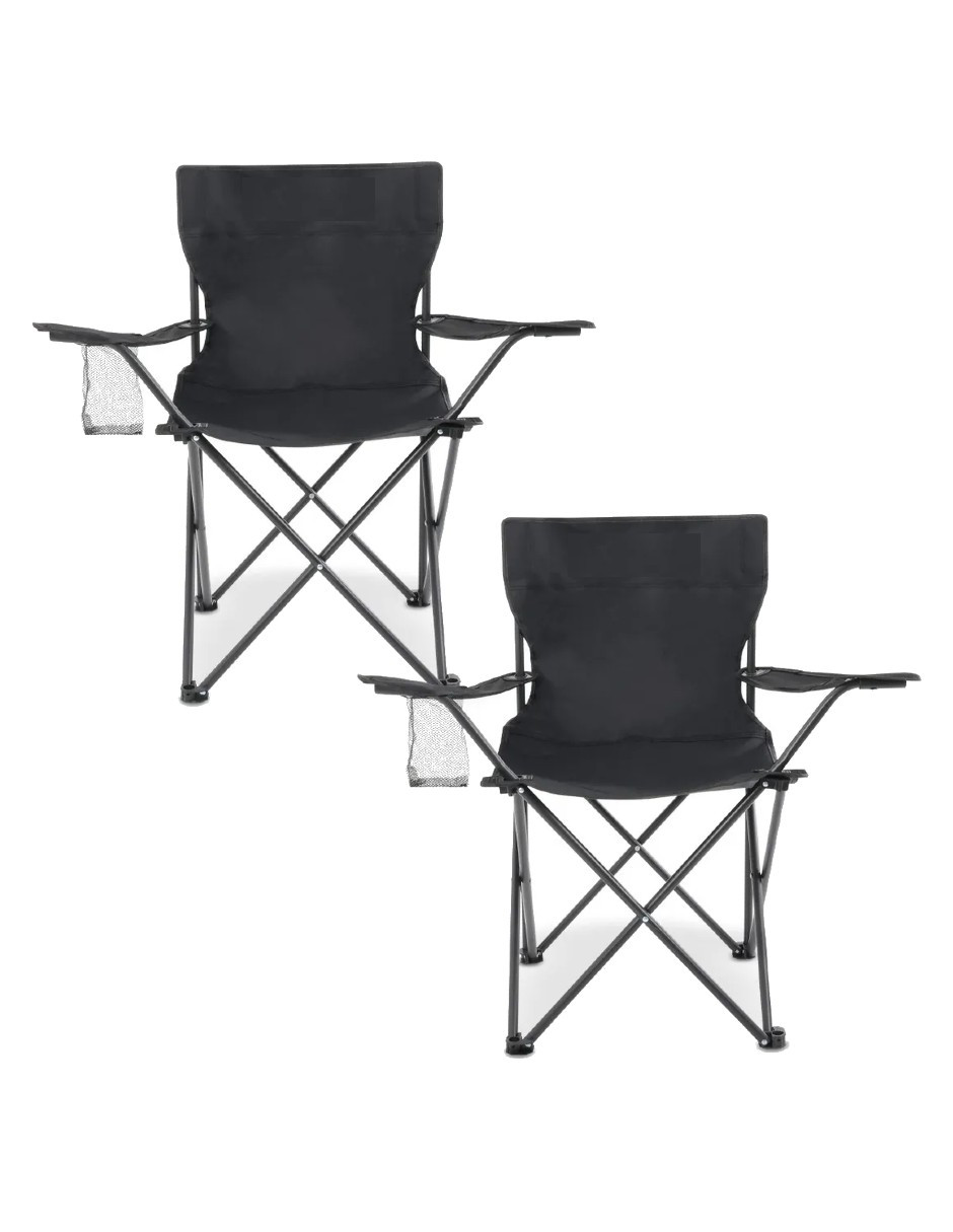 Foto 2 | Silla Camping Y Playa Plegable Portátil Negro + Gratis Termo Güish De Regalo