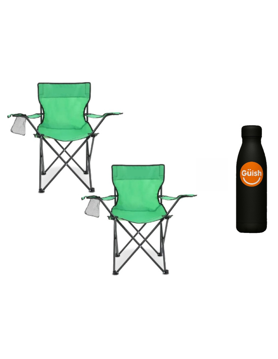 Silla Camping Y Playa Plegable Portatil Verde + Gratis Termo Güish De Regalo