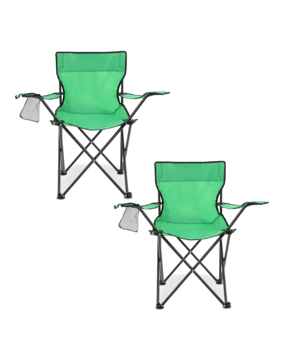 Foto 2 | Silla Camping Y Playa Plegable Portatil Verde + Gratis Termo Güish De Regalo