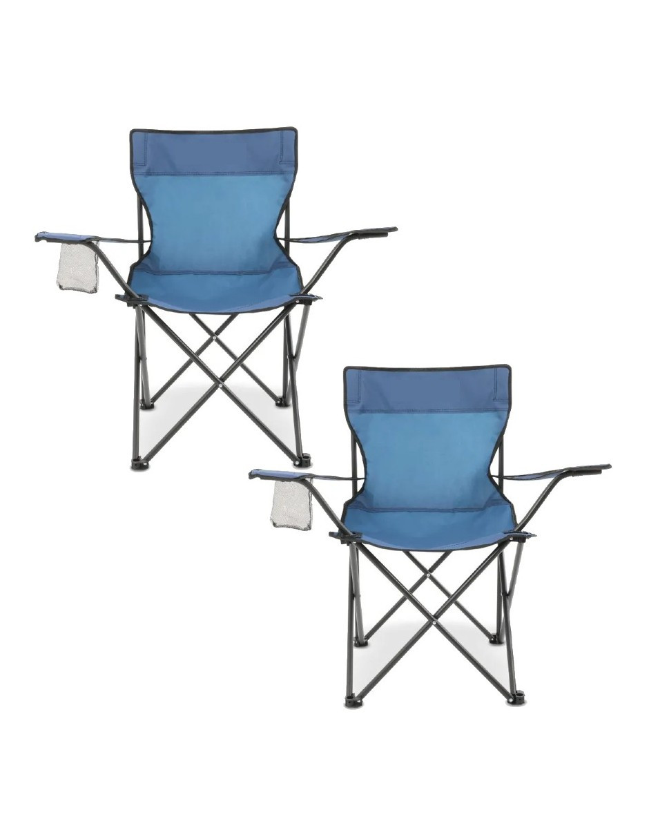 Foto 3 pulgar | Silla Camping Y Playa Plegable Portatil Azul + Gratis Termo Güish De Regalo