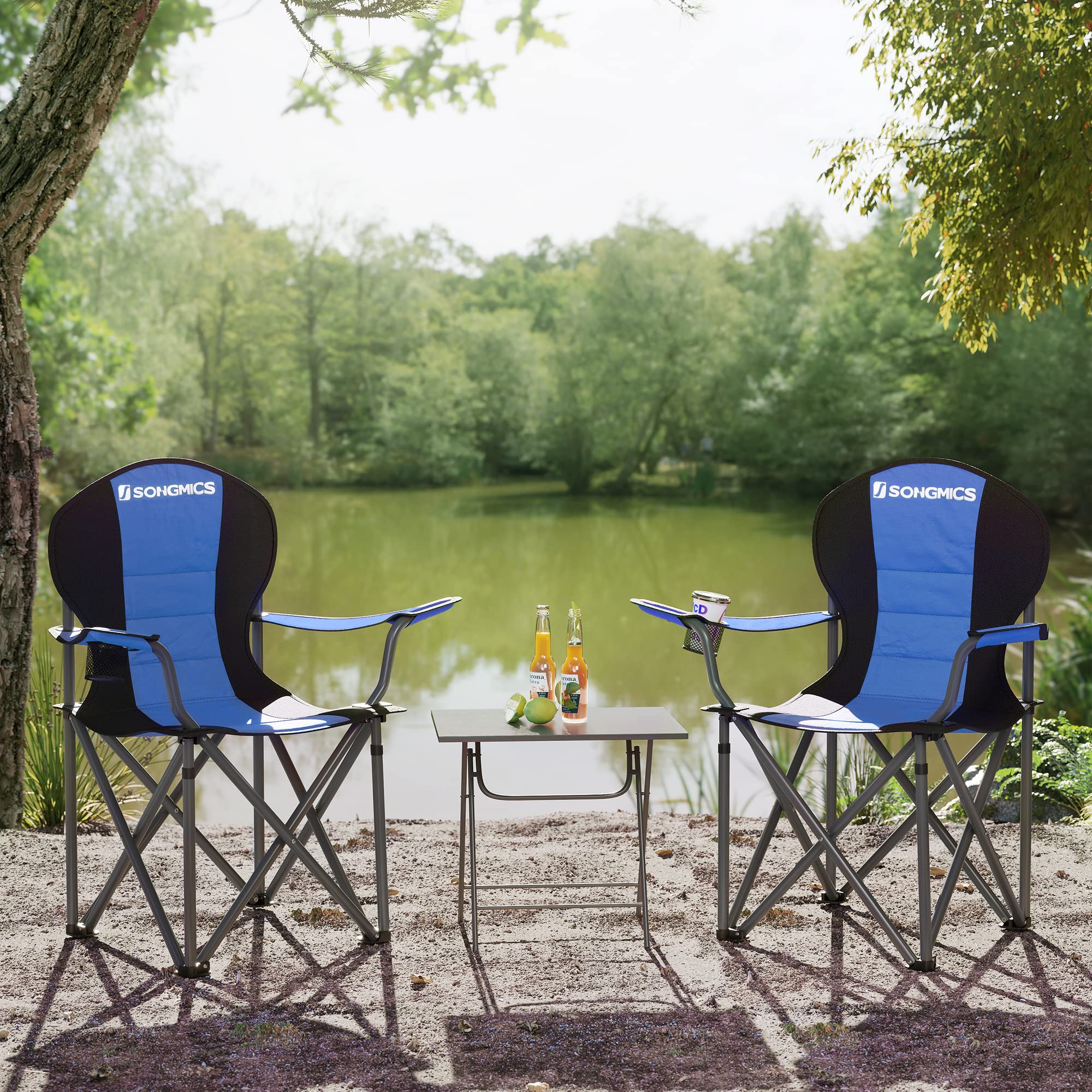 Foto 3 pulgar | Silla Plegable Songmics Azul y Negro Ugcb06bu para Camping