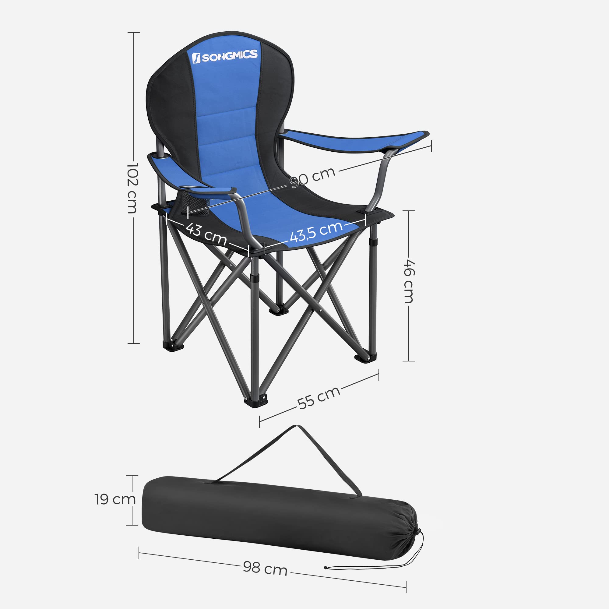 Foto 8 pulgar | Silla Plegable Songmics Azul y Negro Ugcb06bu para Camping