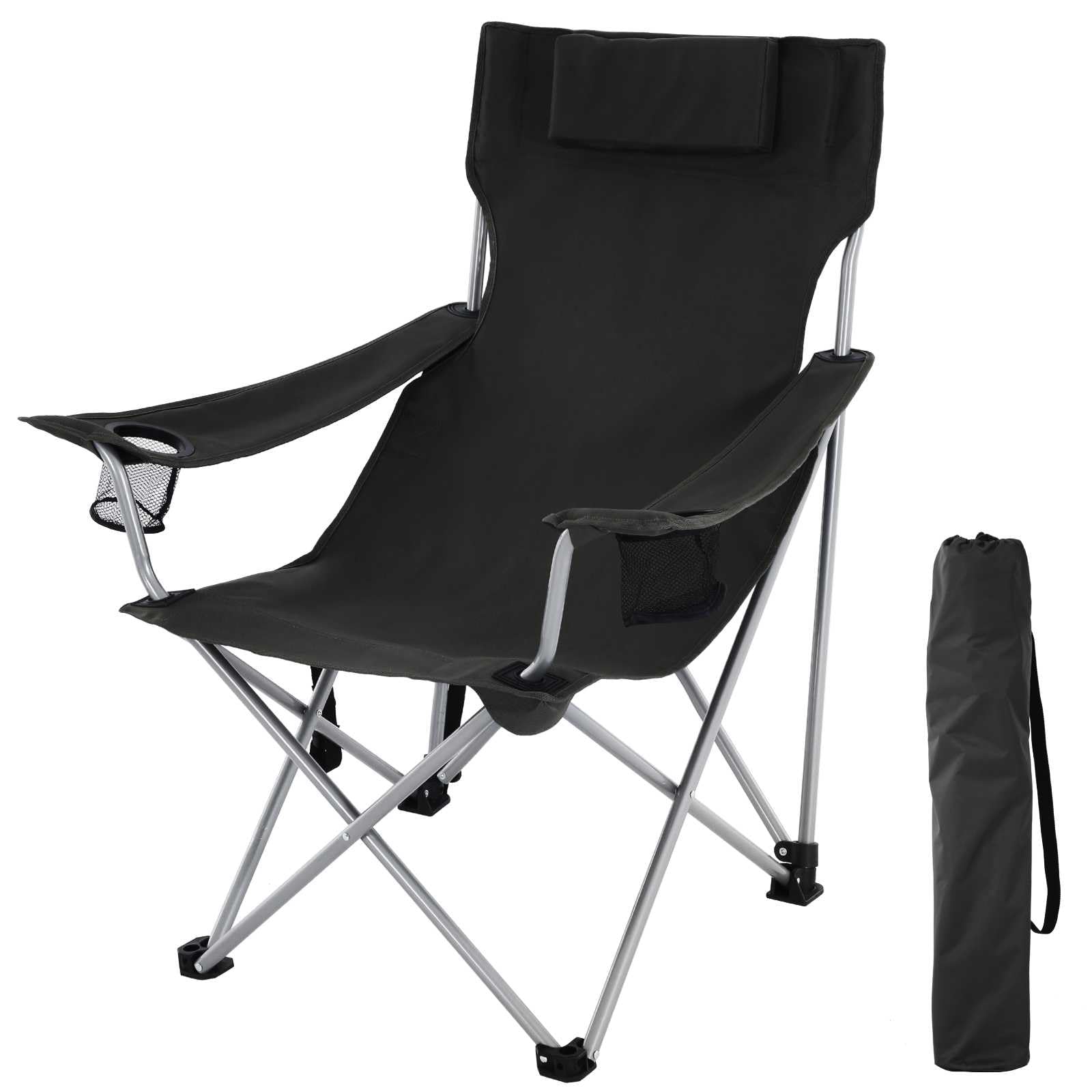 Silla De Camping Plegable Songmics Con Reposabrazos Y Portavasos