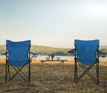Foto 2 | Silla Plegable Multiusos Xtellar Para Camping, Playa Y Exterior Con Soporte De Bebidas Y Funda Impermeable Azul