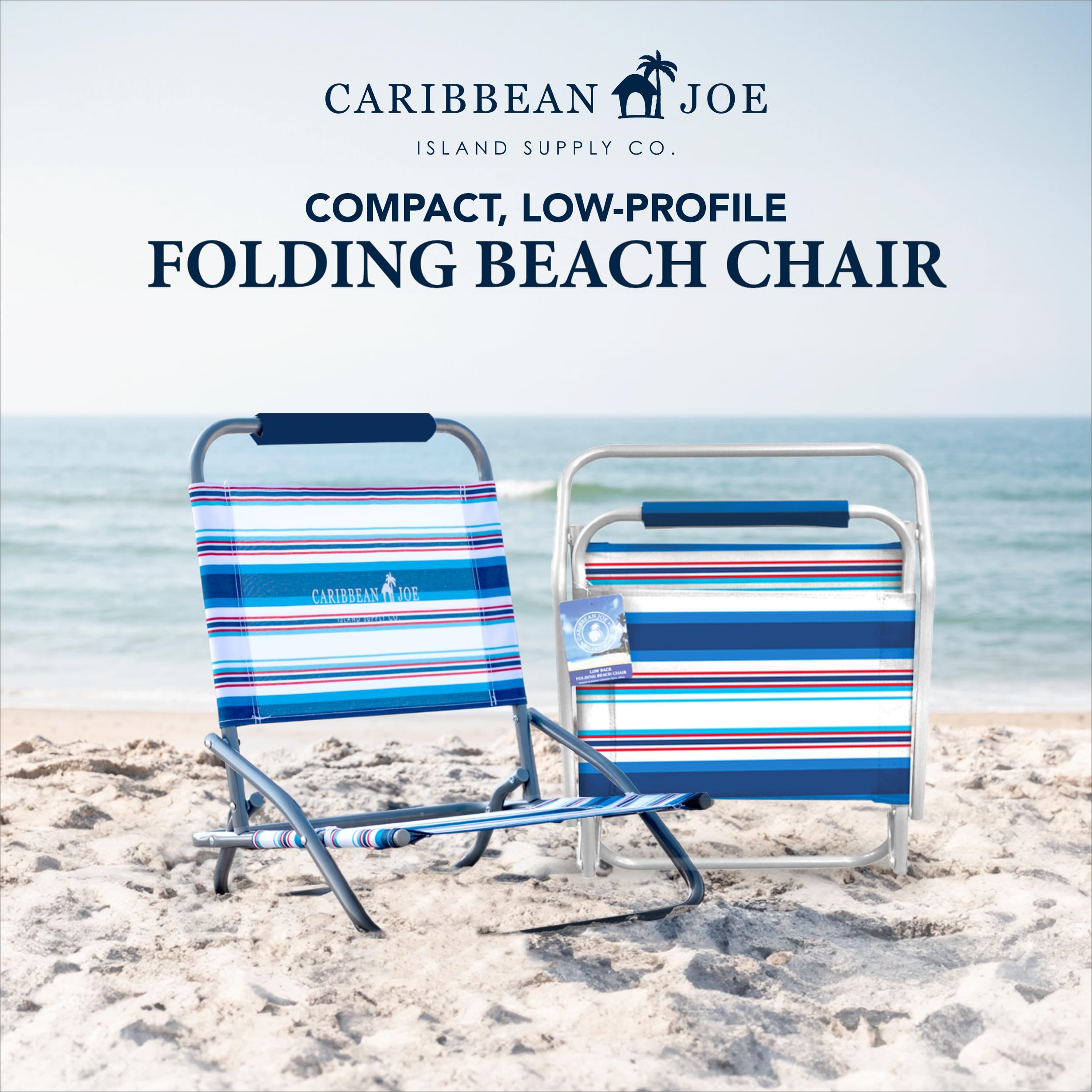 Foto 2 | Silla De Playa Plegable Caribbean Joe  Ligera  Rojo/blanco/azul - Venta Internacional.
