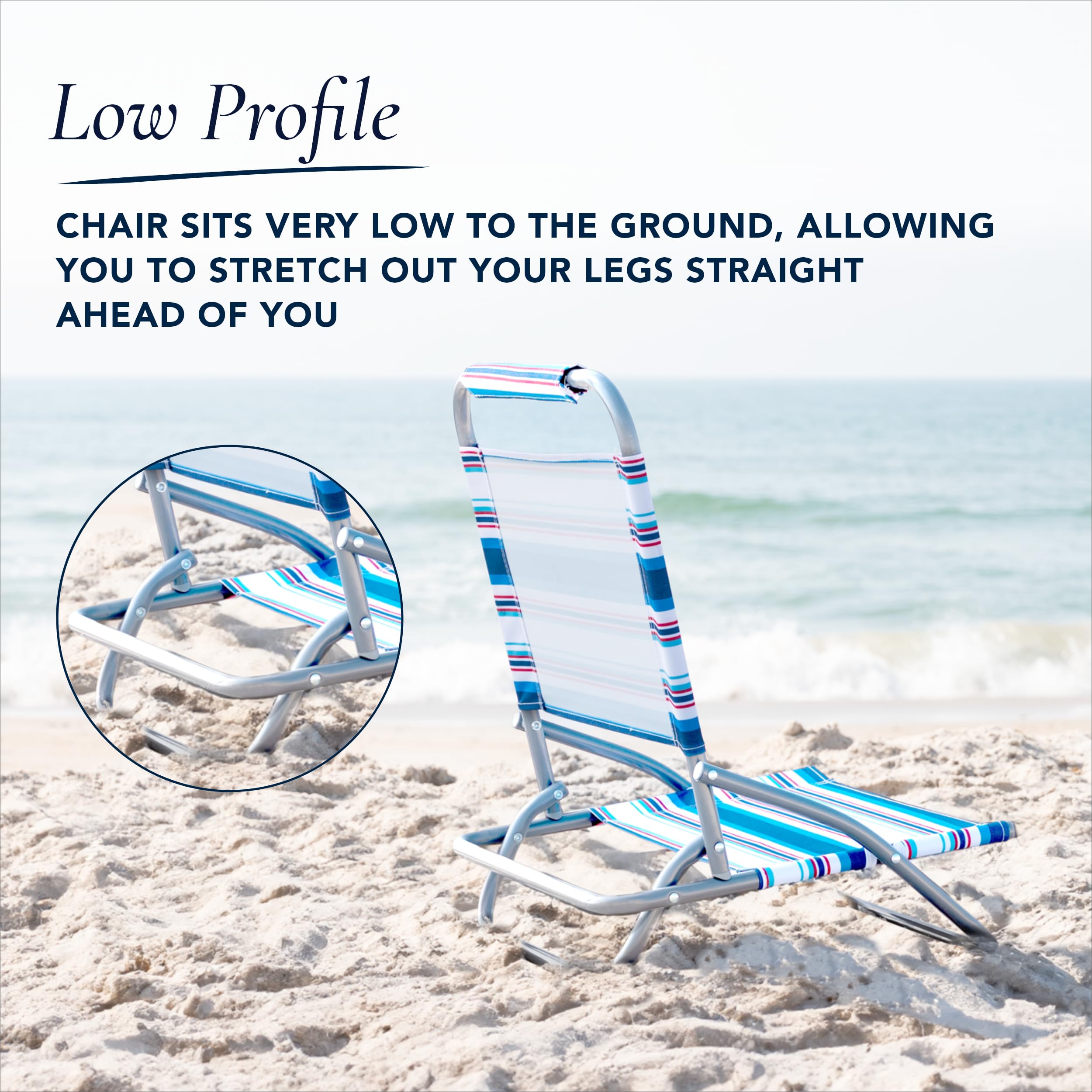 Foto 3 | Silla De Playa Plegable Caribbean Joe  Ligera  Rojo/blanco/azul - Venta Internacional.